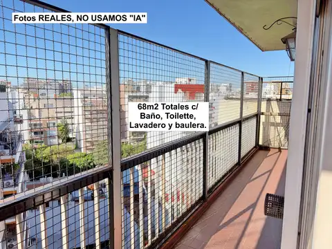 68m2 Piso, Balcón, Baño, Toilette, Lav. y baulera.