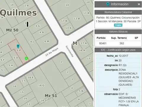 VENTA DE LOTE QUILMES ESTE