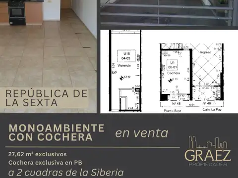 Monoambiente con cochera en el edificio, La Paz 48