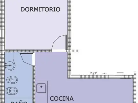 Departamento 2 ambientes con 1 baño