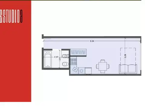 Departamento Monoambiente con 1 baño