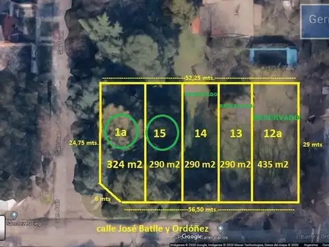 Terreno en Venta 11,50  mts Fondo