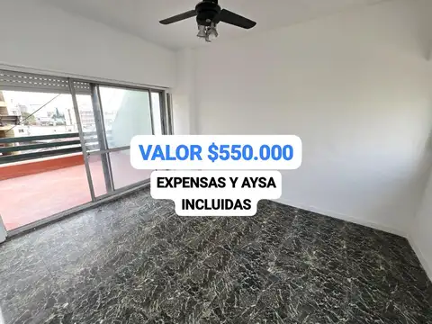 Alquiler monoambiente luminoso balcón aterrazado