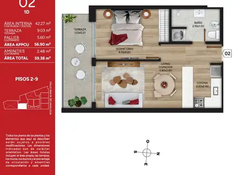Venta Apartamento 1 Dorm Cordón Rosso Marzo2028
