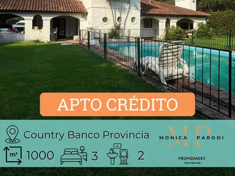 Casa con pileta en venta en Country Banco Provincia