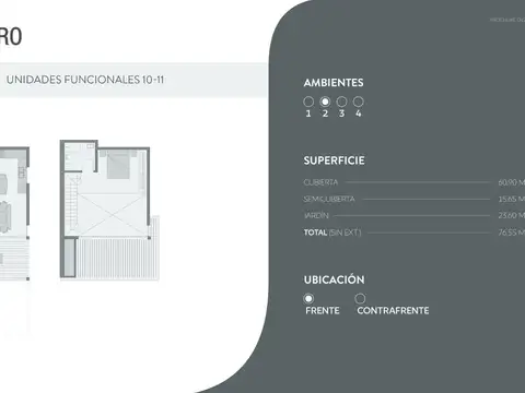 Departamento 2 ambientes con 1 baño