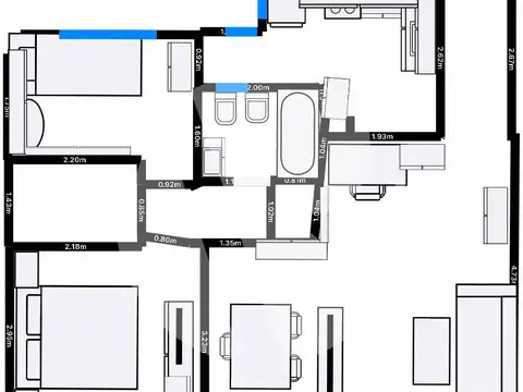 Departamento en Alquiler 3 ambientes c/ balcón