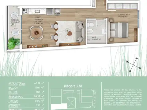 Departamento en Venta de 2 ambientes