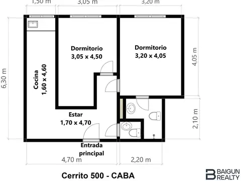 Oficina 2 ambientes con 2 baños