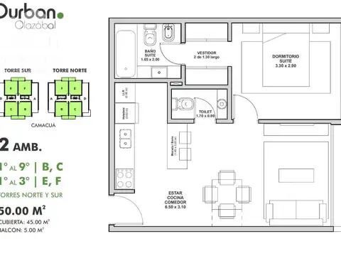 Departamento en Venta de 1 dormitorio