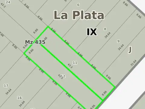 Terreno en Venta 43  mts Fondo