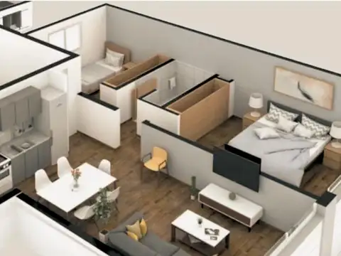 Departamento 3 ambientes con 1 baño