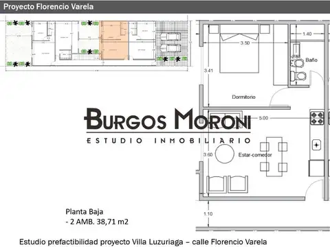 Departamento 2 ambientes con 1 baño