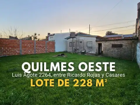 VENTA LOTE DE 228M2 EN QUILMES