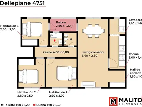 Dellepiane 4700, Piso 1