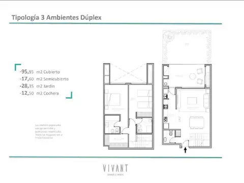 Departamento 3 ambientes con 2 baños