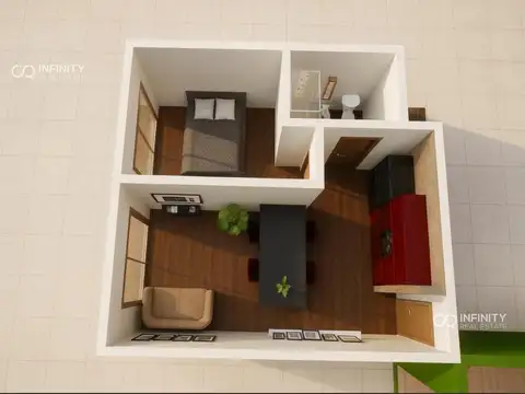 Departamento Monoambiente con 1 baño