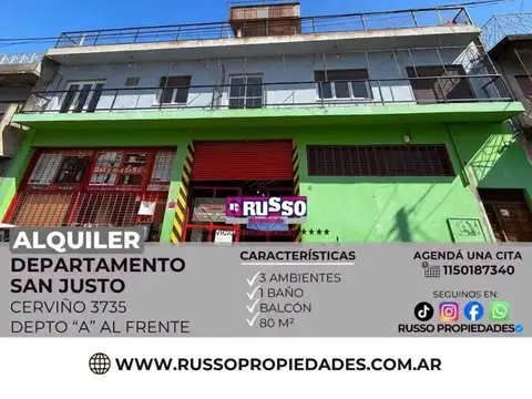 Alquiler de Departamento 3 Ambientes- San Justo,