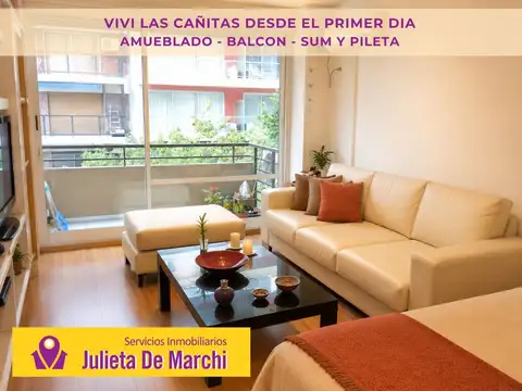 Las Cañitas / Monoambiente amueblado con balcón y amenities / Apto profesional.