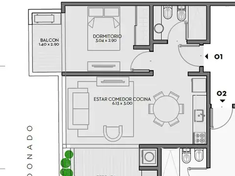 Depto, Donado al 2100, 1/2 amb. Entrega  dic 2025 AMENITIES