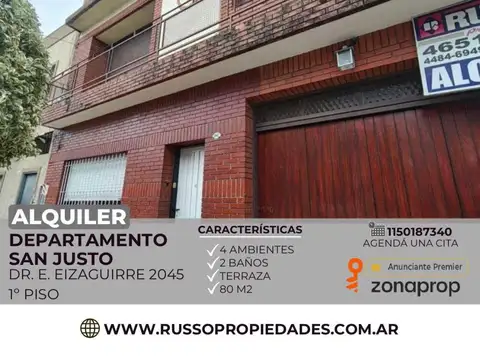 Alquiler departamento San Justo - 4 ambientes