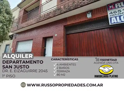 Alquiler departamento San Justo - 4 ambientes