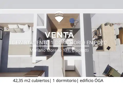 DEPARTAMENTO 1 DORMITORIO EN VENTA CIPOLLETTI