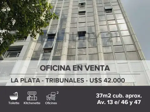 Venta de Oficina en Tribunales, La Plata. 37 m2, recepcion y dos despachos