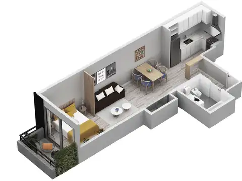 Departamento Monoambiente con 1 baño