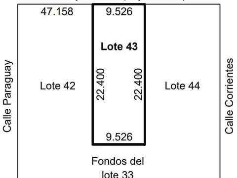 Terreno en Venta 22  mts Fondo