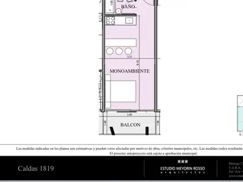 Departamento Monoambiente con 1 baño