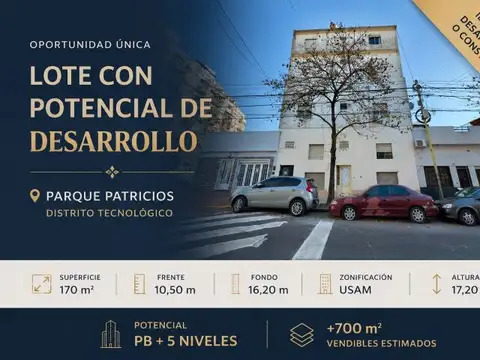 LOTE CON EDIFICIO + POTENCIAL DE DESARROLLO | PARQUE PATRICIOS | PB + 4 PISOS | DISTRITO TECNOL...
