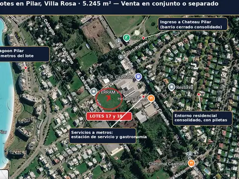 Lote en Pilar, Villa Rosa ,5.245 m² vta conj o sep