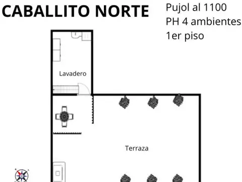 Depto Tipo Casa 4 ambientes con 1 baño