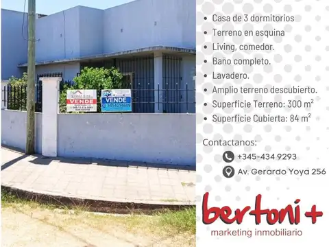 CASA EN BUEN ESTADO, DOS DORMITORIOS, AMPLIO TERRENO