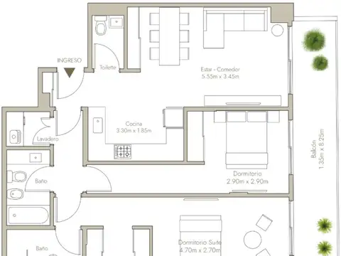 Depto. 3  amb. amplio con lavadero en venta en Villa Santa Rita. A estrenar.