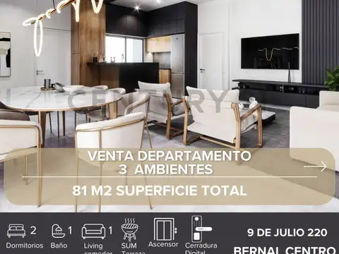 VENTA DEPARTAMENTO 3 AMBIENTES BERNAL CENTRO