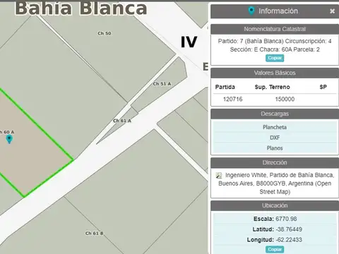 Terreno en Venta en Bahia Blanca, USD 765.900