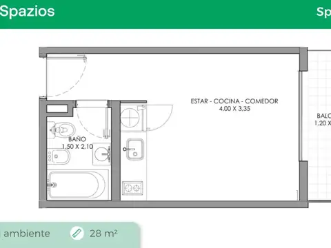 MONOAMBIENTE EN POZO CON BALCÓN INVERSIÓN