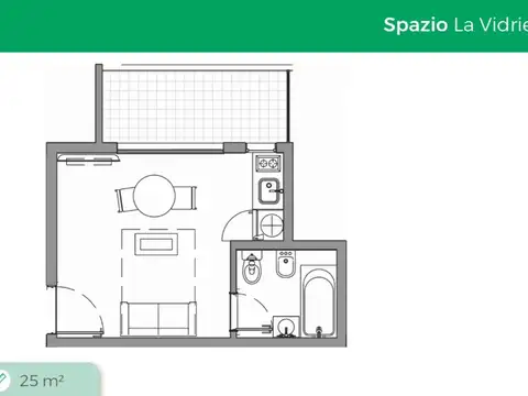 Departamento Monoambiente con 1 baño