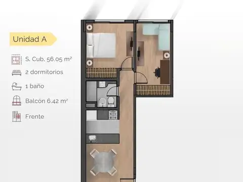 Departamento en Venta en Abasto, USD 79.962