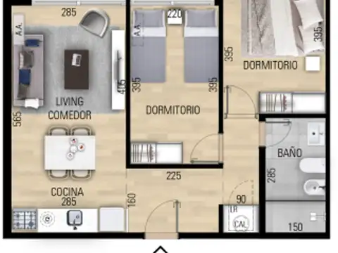 VENTA APARTAMENTO DOS DORMITORIO EN POZO EN PRADO