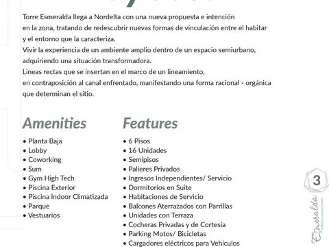 4 Amb al AGUA + 3 balcones - Torre ESMERALDA - Puerto Escondido, Nordelta