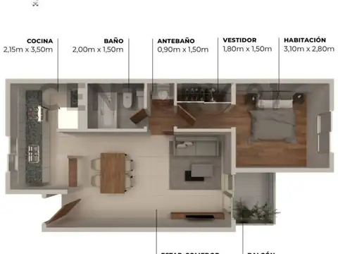 Departamento en Venta de 2 ambientes