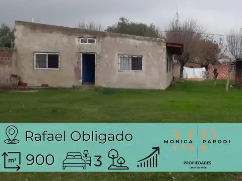 Casa en venta a terminar sobre lote de 900 m² en la ciudad de Rafael Obligado – Rojas