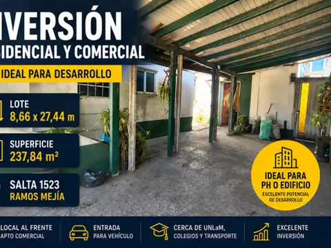 VENTA LOTE RAMOS MEJIA OPORTUNIDAD DESARROLLO