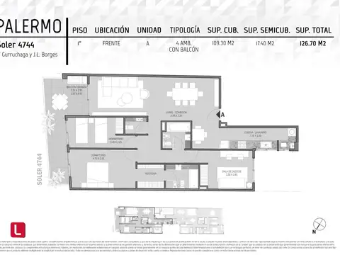 Departamento en Venta de 4 ambientes