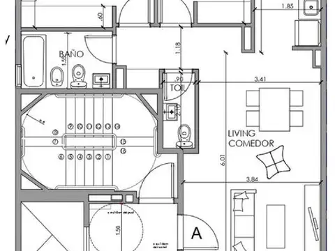 Departamento 3 ambientes con 1 baño