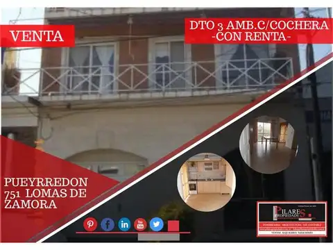 DEPARTAMENTO 3 AMBIENTES - LOMAS DE ZAMORA - ESTE, GRAN BS. AS. SUR