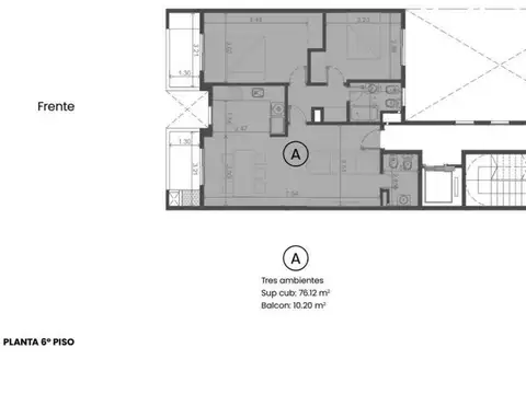 Departamento 3 ambientes con 1 baño